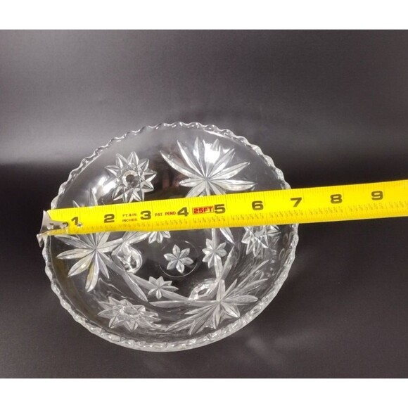 Anchor Hockings Glass Bowl Candy Dish Clear Scalloped Footed Star Of David 7" - Picture 5 of 6